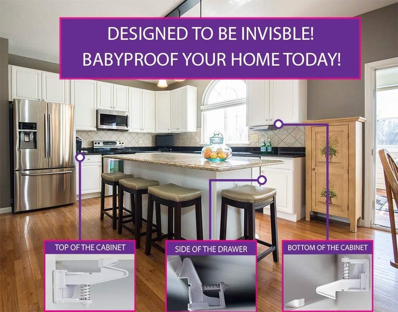 Boston Home Essentials Boston 15 Child Proof Cabinet Locks and Child Safety Cabinet Locks for Baby Proofing Cabinets, Childproof Cabinet Locks Child Safety Locks, Cabinet Lock Baby Proof Child Locks For Cabinets Drawers - Image 4
